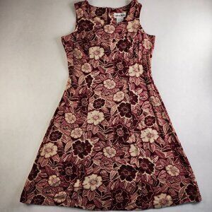 Danny and Nicole Women's Dress Burgundy/Beige Floral Size 8 M Chic Lightweight